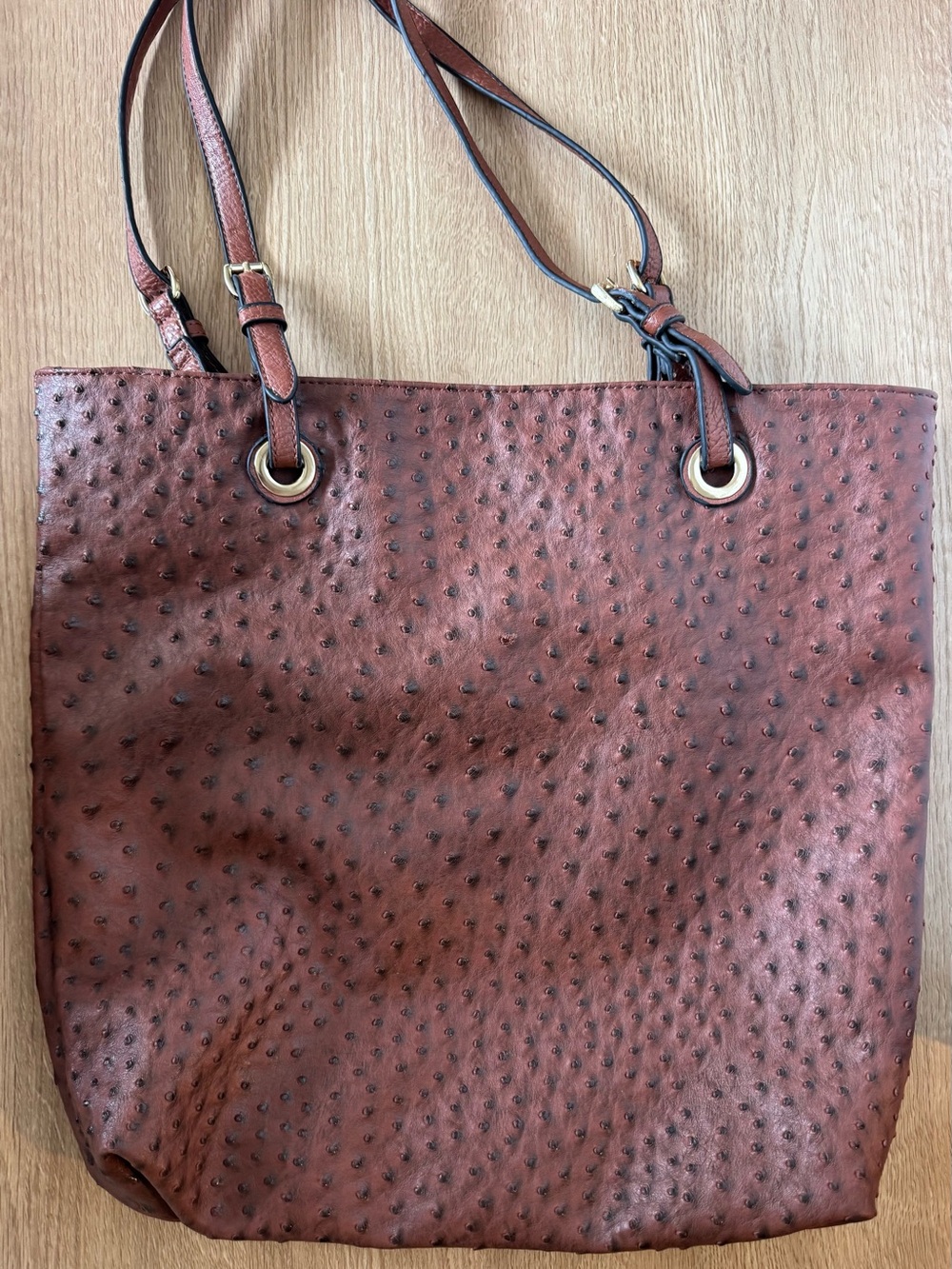 Scarleton Textured Rust Brown Tote with Gold-Tone Grommet Accents